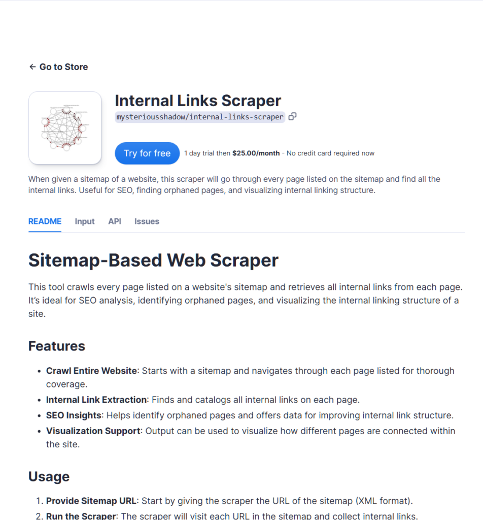 A scraper that finds internal links to a page.